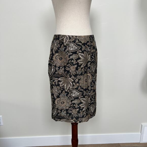 CARMEN MARC VAVO Women's Metallic Beaded Skirt Size 8 - Picture 1 of 9